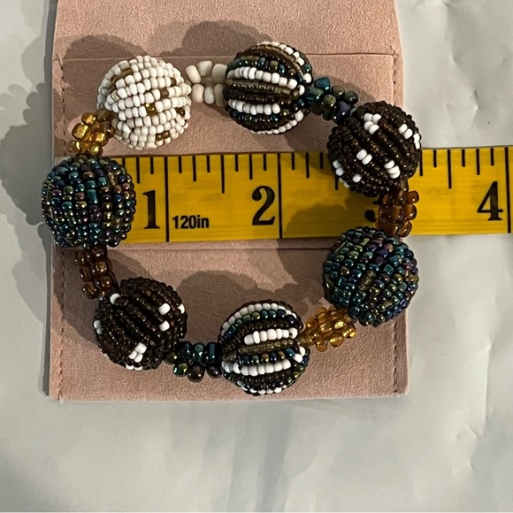 Seed Bead Ball Stretch Fall Color Bracelet Colorful Boho Bohemian - Picture 3 of 10